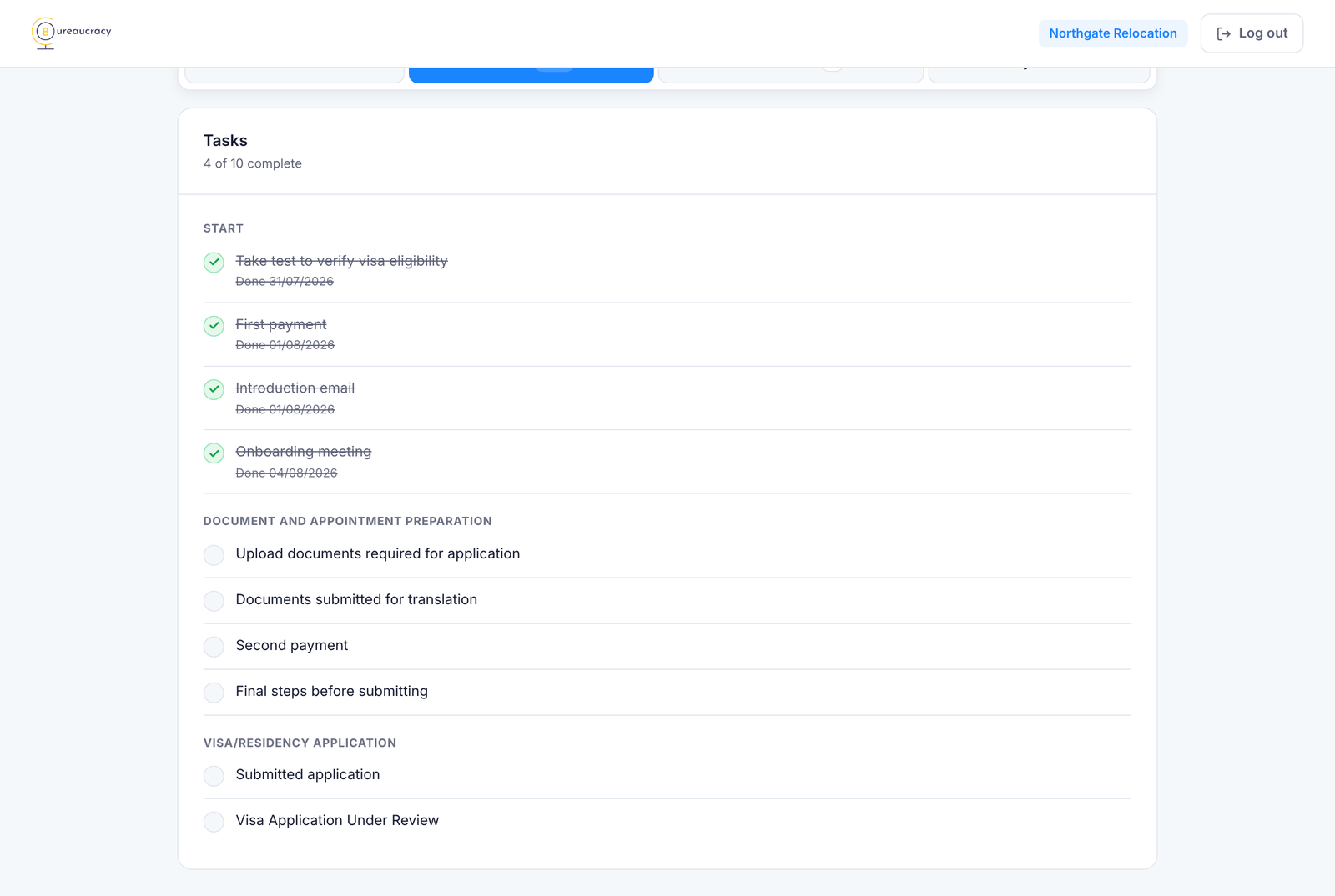 The client’s task checklist